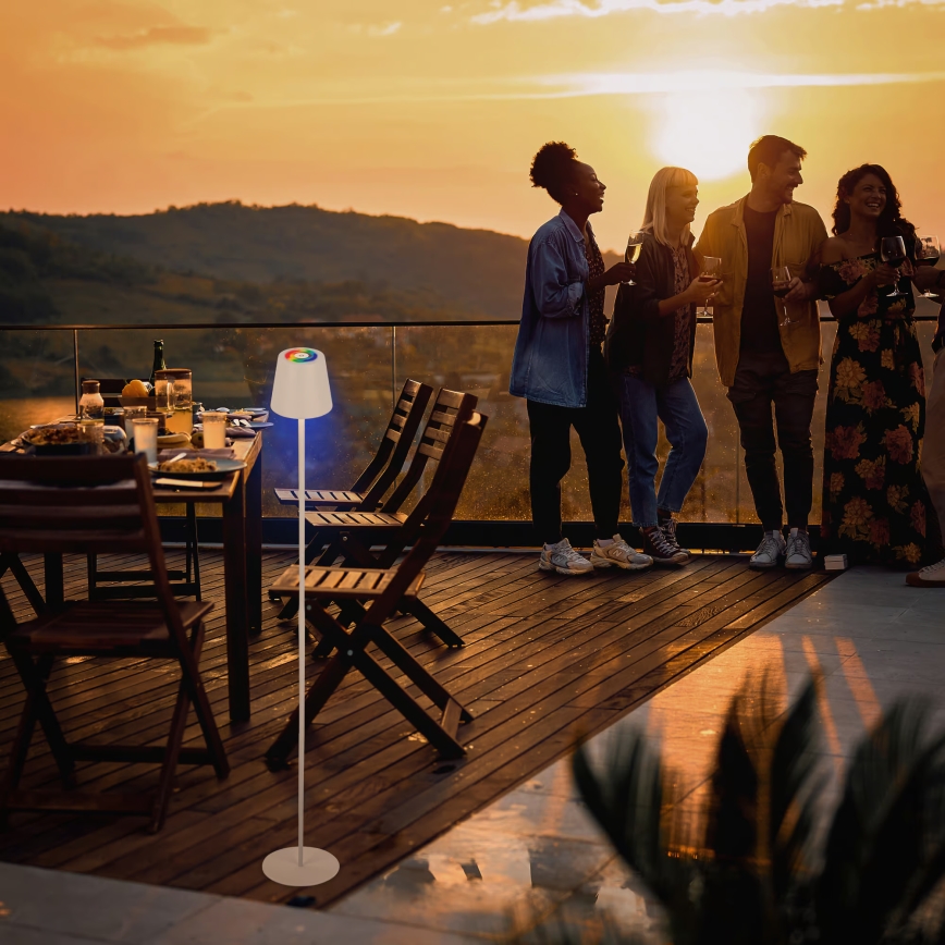 Briloner 1507016 - LED dæmpbar gulvlampe KIKI LED/4,3W/5V IP44 2600 mAh hvid