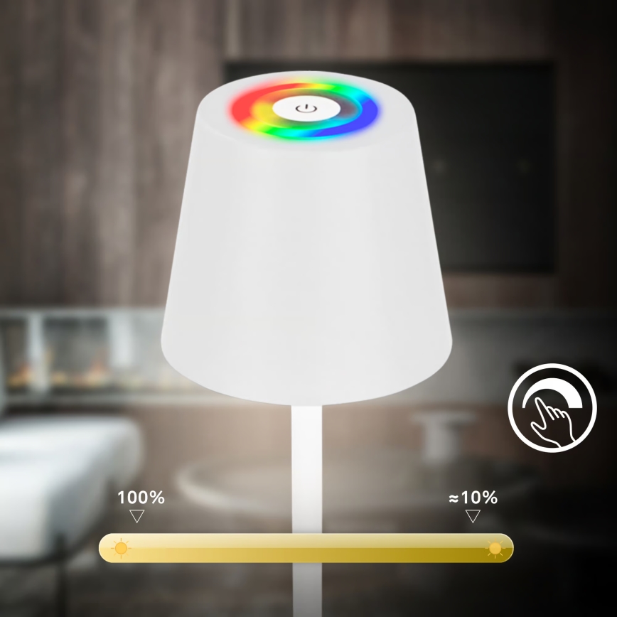 Briloner 1507016 - LED dæmpbar gulvlampe KIKI LED/4,3W/5V IP44 2600 mAh hvid