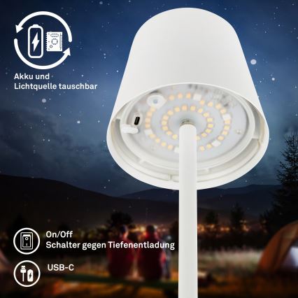 Briloner 1507016 - LED dæmpbar gulvlampe KIKI LED/4,3W/5V IP44 2600 mAh hvid