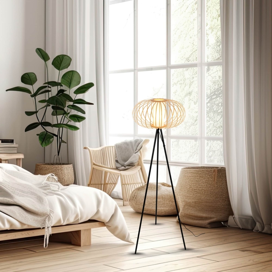 Briloner 1759011 - Gulvlampe 1xE27/10W/230V bambus/sort