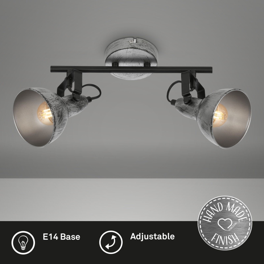 Briloner 2049-024 - Spotlampe RETRO 2xE14/40W/230V grå
