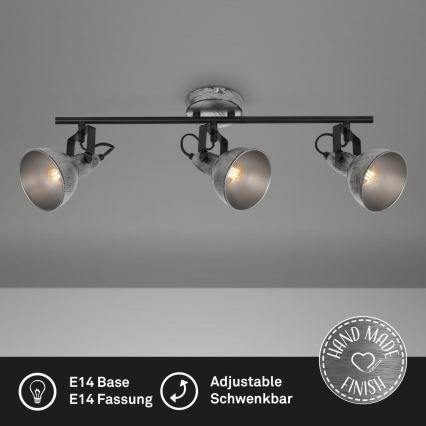 Briloner 2049-034 - Spotlampe RETRO 3xE14/40W/230V grå
