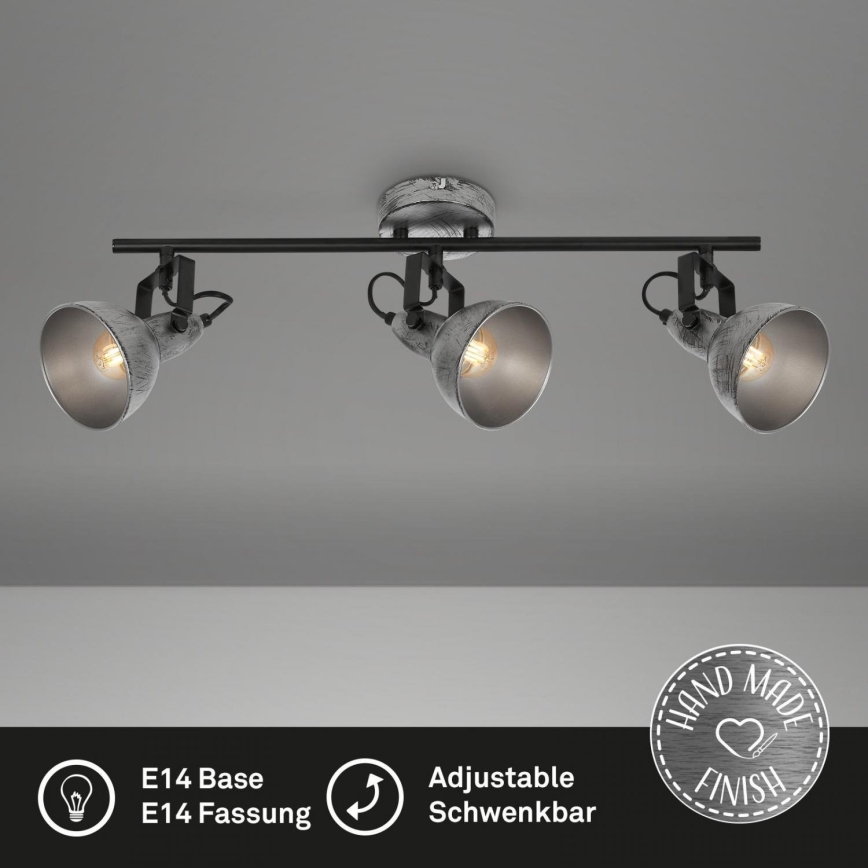 Briloner 2049-034 - Spotlampe RETRO 3xE14/40W/230V grå
