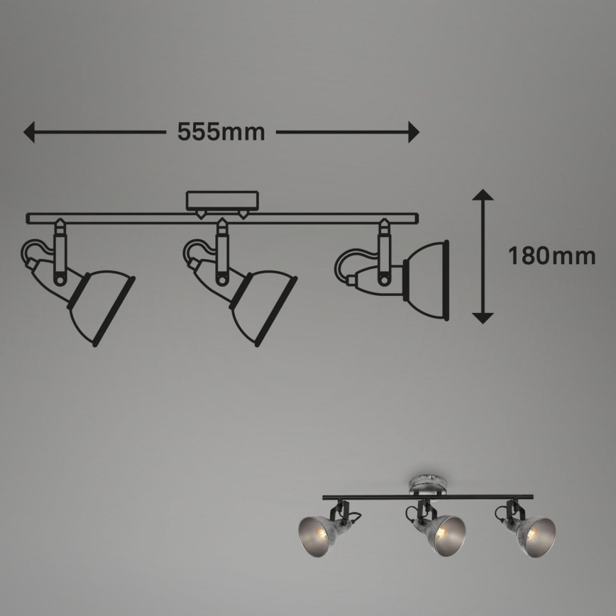 Briloner 2049-034 - Spotlampe RETRO 3xE14/40W/230V grå