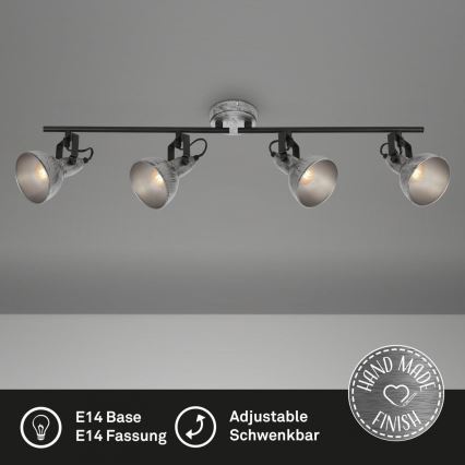 Briloner 2049-044 - Spotlampe RETRO 4xE14/40W/230V grå