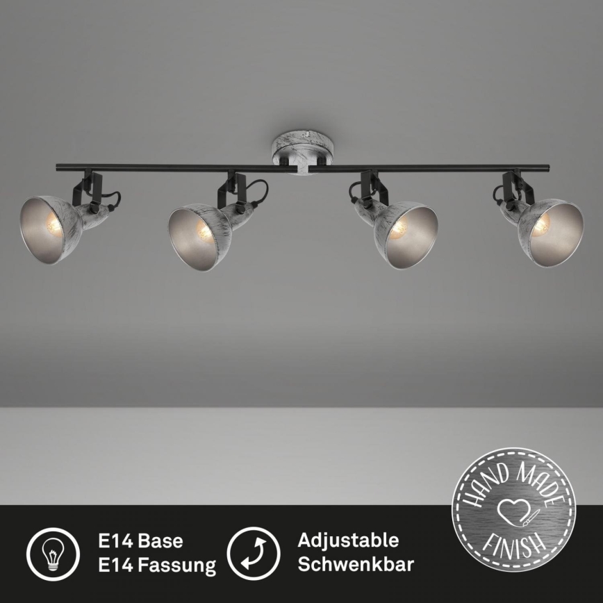 Briloner 2049-044 - Spotlampe RETRO 4xE14/40W/230V grå