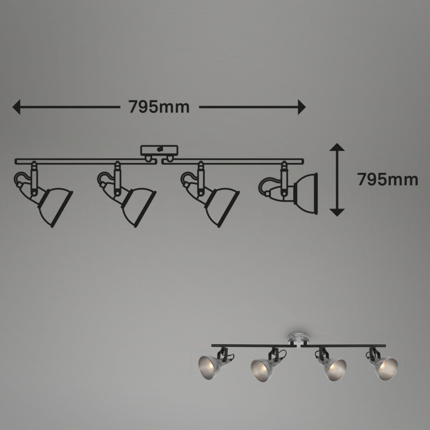 Briloner 2049-044 - Spotlampe RETRO 4xE14/40W/230V grå
