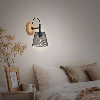 Briloner 2077-015 - Væglampe WOOD & STYLE 1xE14/25W/230V gummitræ