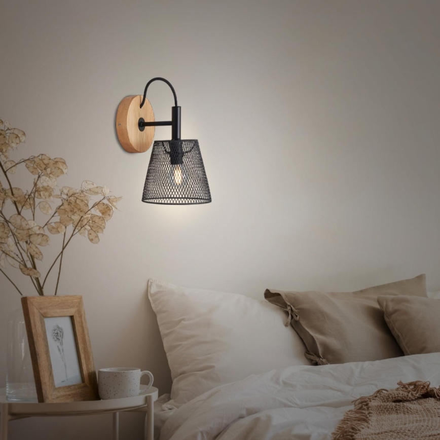 Briloner 2077-015 - Væglampe WOOD & STYLE 1xE14/25W/230V gummitræ