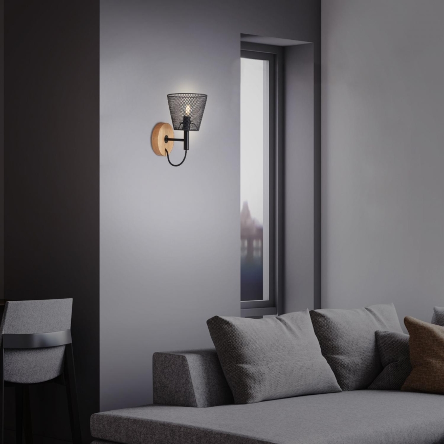 Briloner 2077-015 - Væglampe WOOD & STYLE 1xE14/25W/230V gummitræ