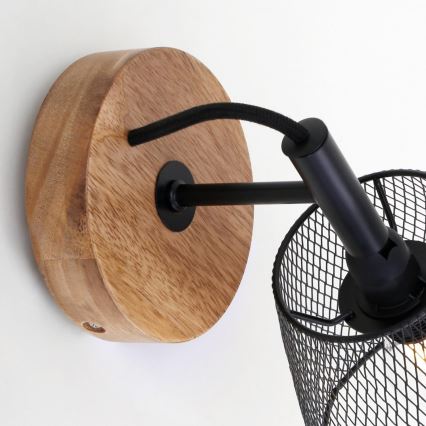 Briloner 2077-015 - Væglampe WOOD & STYLE 1xE14/25W/230V gummitræ