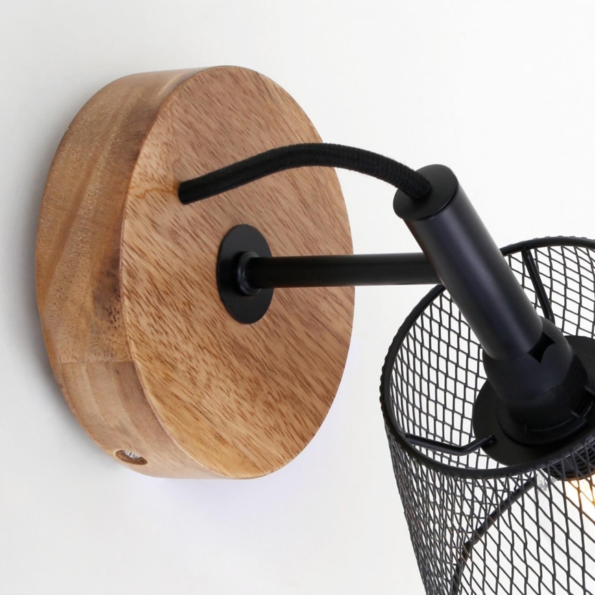 Briloner 2077-015 - Væglampe WOOD & STYLE 1xE14/25W/230V gummitræ