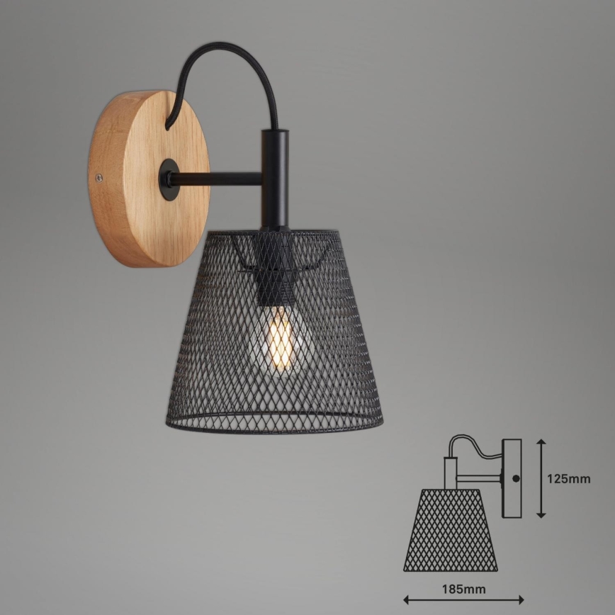 Briloner 2077-015 - Væglampe WOOD & STYLE 1xE14/25W/230V gummitræ