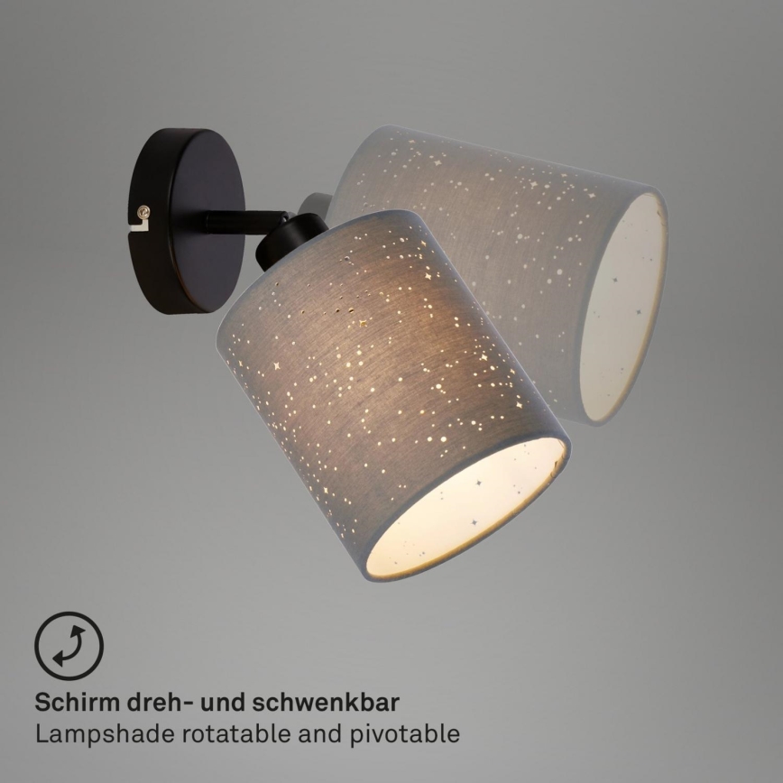Briloner 2078-014 - Vægspot SPOTLIGHT 1xE27/25W/230V grå/sort
