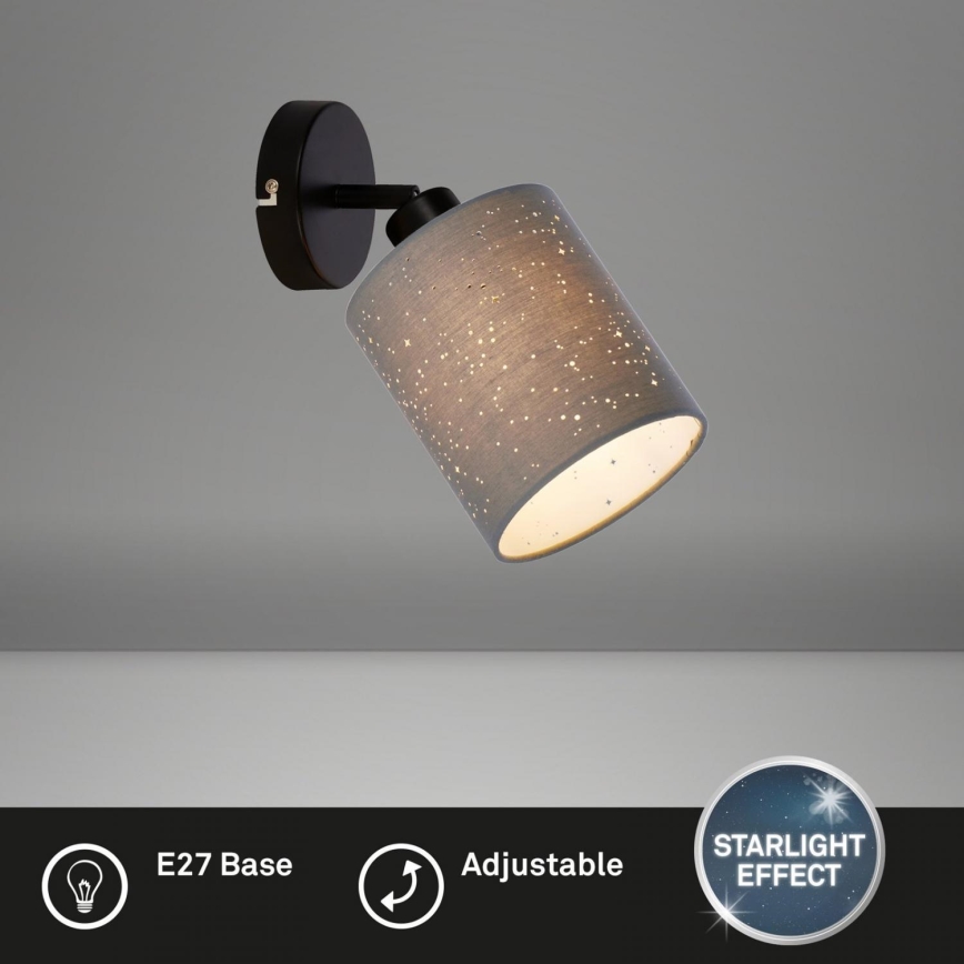 Briloner 2078-014 - Vægspot SPOTLIGHT 1xE27/25W/230V grå/sort