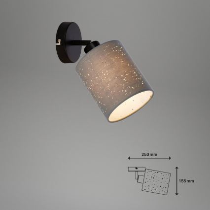 Briloner 2078-014 - Vægspot SPOTLIGHT 1xE27/25W/230V grå/sort