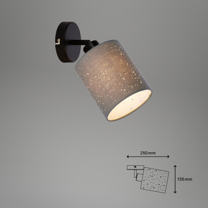 Briloner 2078-014 - Vægspot SPOTLIGHT 1xE27/25W/230V grå/sort