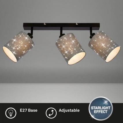 Briloner 2078-034 - Spotlampe SPOTLIGHT 3xE27/25W/230V grå/sort