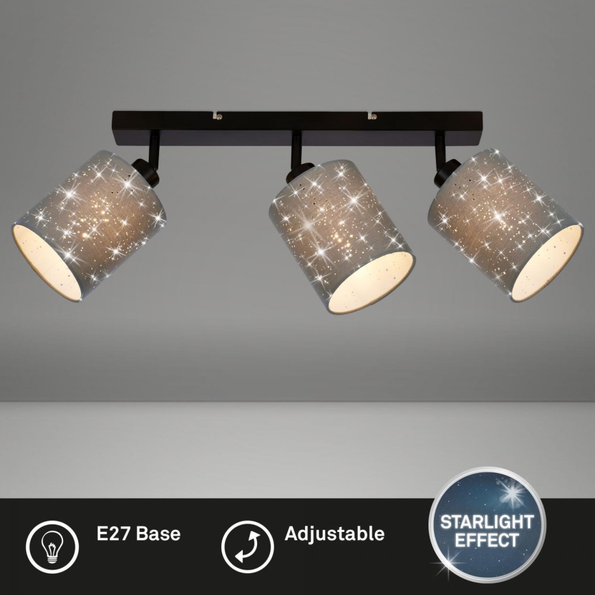 Briloner 2078-034 - Spotlampe SPOTLIGHT 3xE27/25W/230V grå/sort