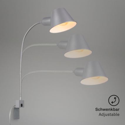 Briloner 2079-014 - Fleksibel væglampe 1xE27/10W/230V sølvfarvet