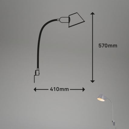 Briloner 2079-014 - Fleksibel væglampe 1xE27/10W/230V sølvfarvet