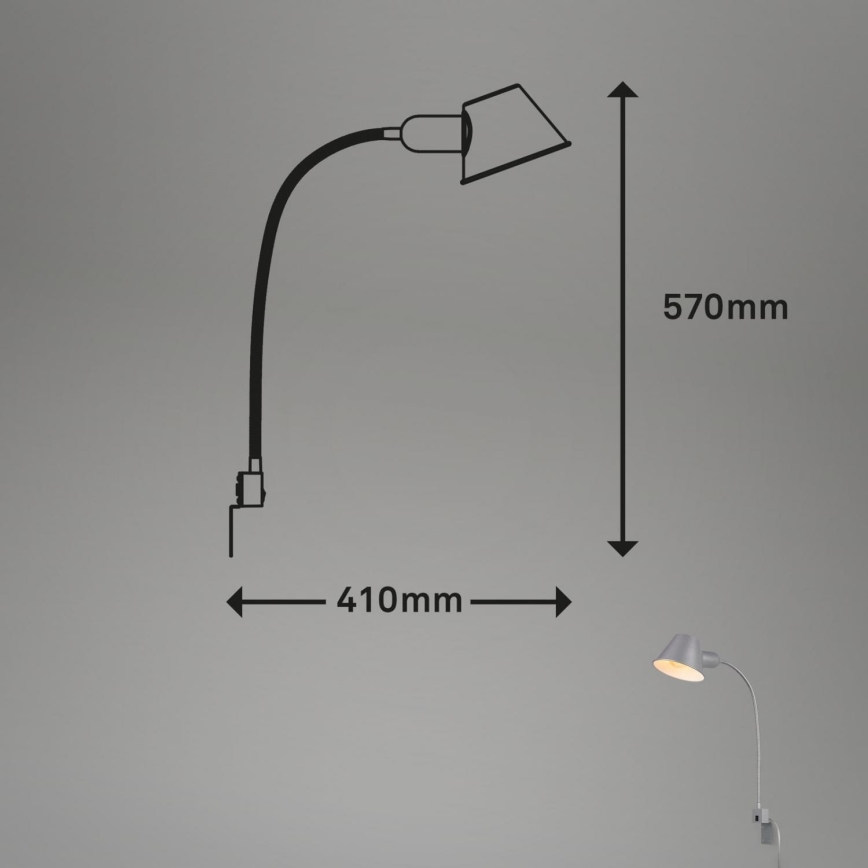 Briloner 2079-014 - Fleksibel væglampe 1xE27/10W/230V sølvfarvet