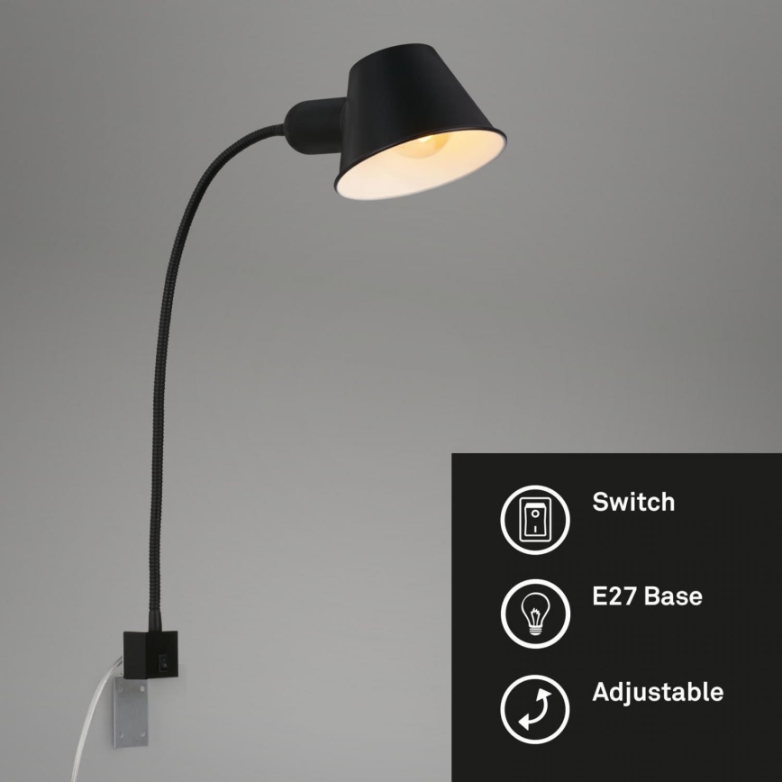 Briloner 2079-015 - Fleksibel væglampe 1xE27/10W/230V sort