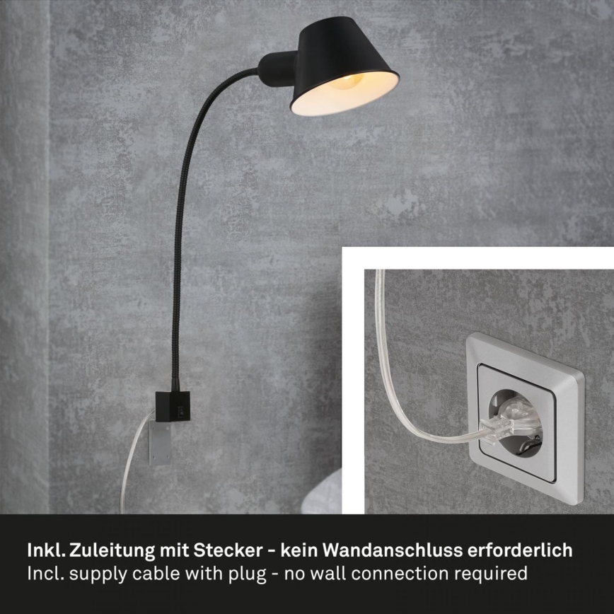 Briloner 2079-015 - Fleksibel væglampe 1xE27/10W/230V sort