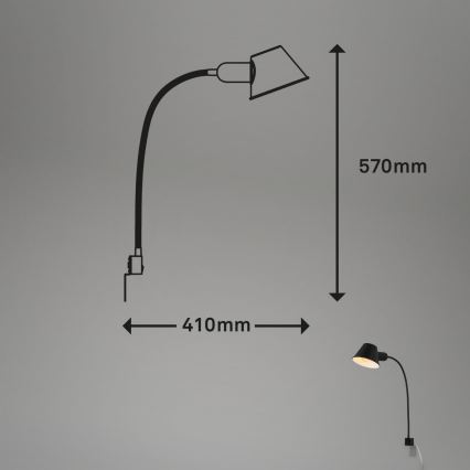 Briloner 2079-015 - Fleksibel væglampe 1xE27/10W/230V sort