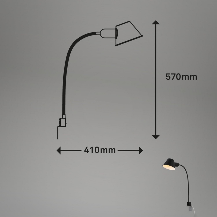 Briloner 2079-015 - Fleksibel væglampe 1xE27/10W/230V sort