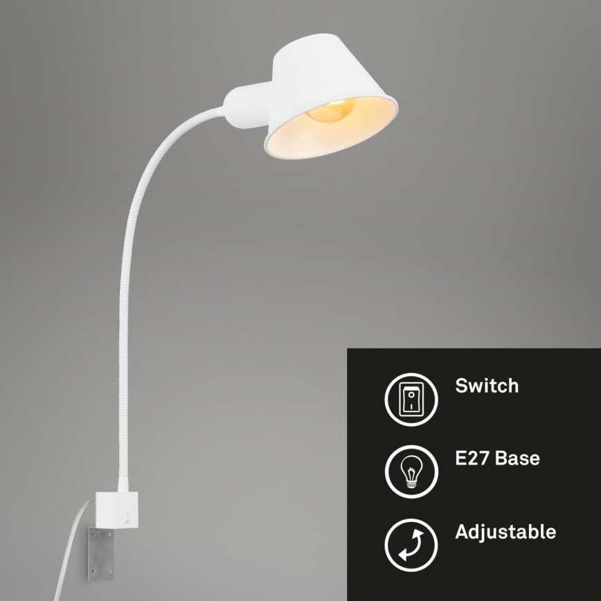 Briloner 2079-016 - Fleksibel væglampe 1xE27/10W/230V hvid