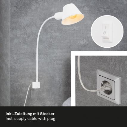 Briloner 2079-016 - Fleksibel væglampe 1xE27/10W/230V hvid