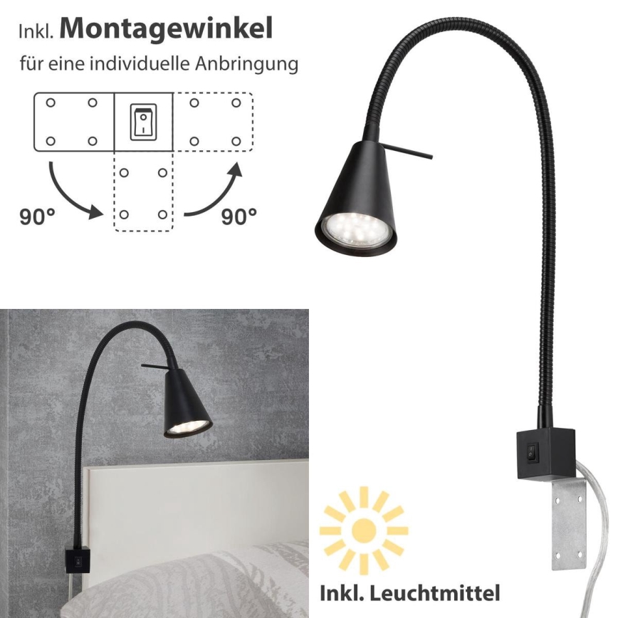 Briloner 2080-015 - LED væglampe COMFORT LIGHT 1xGU10/5W/230V sort