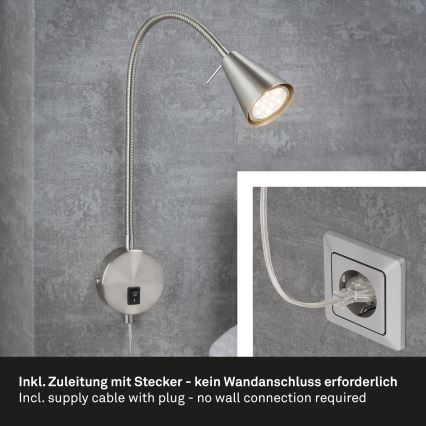 Briloner 2082-012 - LED væglampe COMFORT LIGHT 1xGU10/5W/230V mat krom