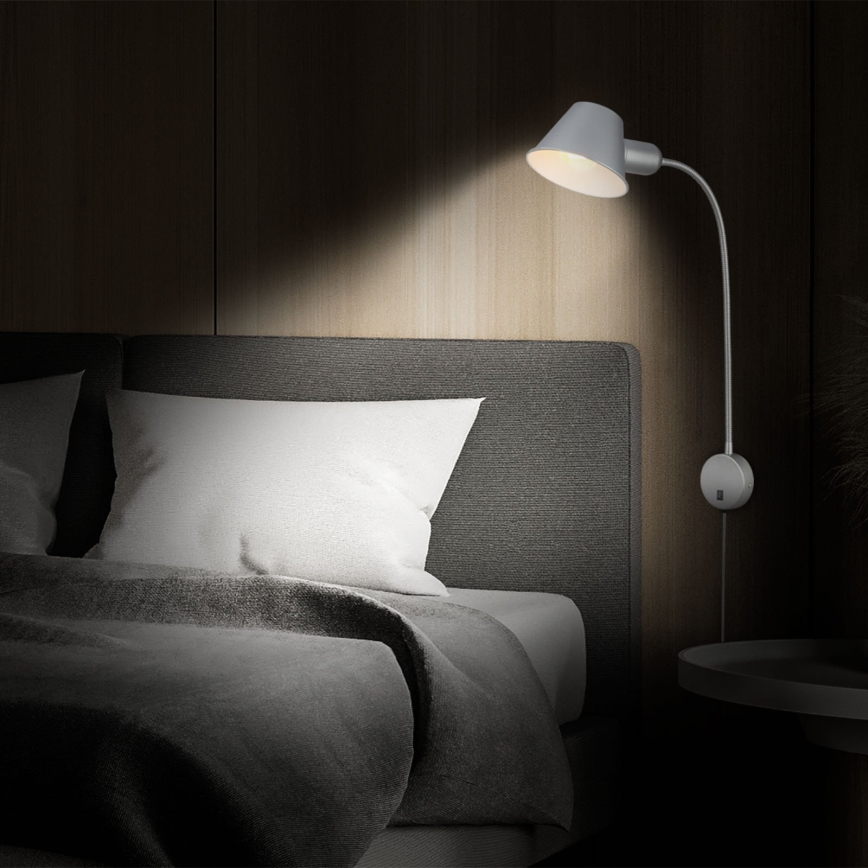 Briloner 2089-014 - Fleksibel væglampe BRELLO 1xE27/10W/230V mat krom