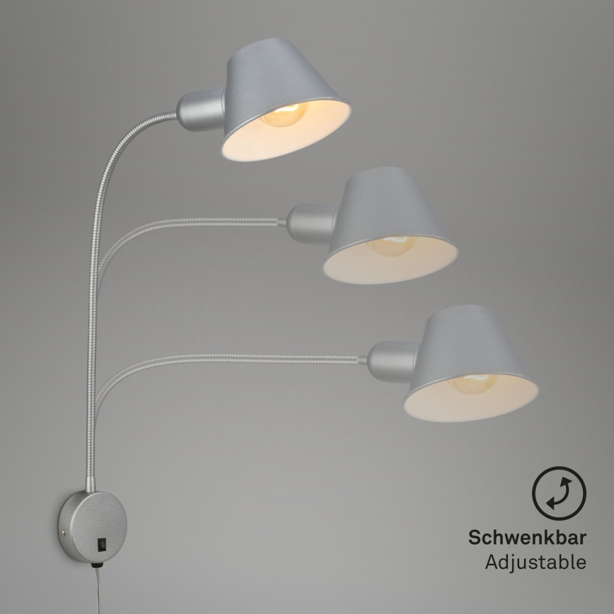 Briloner 2089-014 - Fleksibel væglampe BRELLO 1xE27/10W/230V mat krom