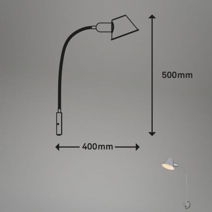 Briloner 2089-014 - Fleksibel væglampe BRELLO 1xE27/10W/230V mat krom