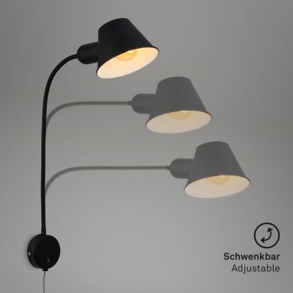 Briloner 2089-015 - Fleksibel væglampe BRELLO 1xE27/10W/230V sort