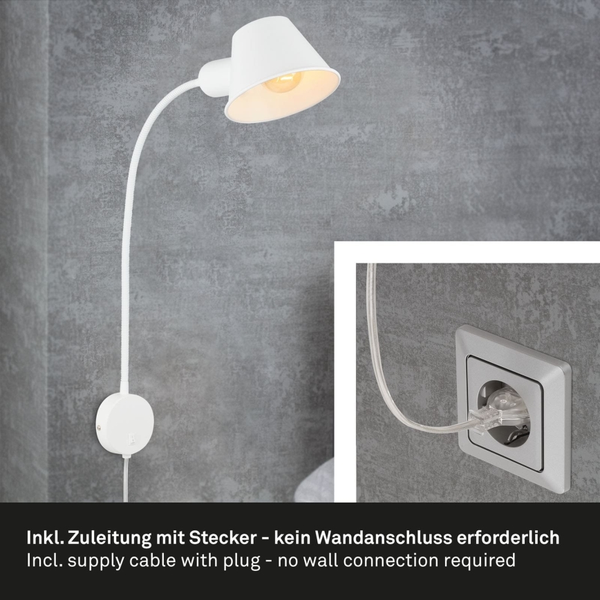 Briloner 2089-016 - Fleksibel væglampe BRELLO 1xE27/10W/230V hvid