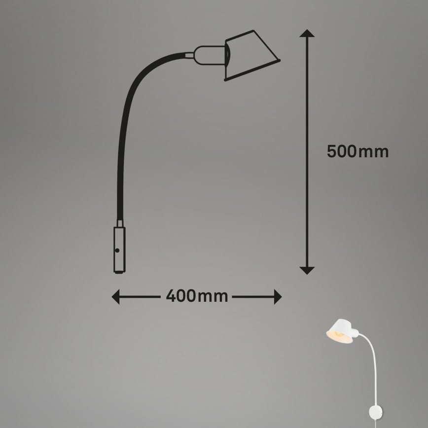 Briloner 2089-016 - Fleksibel væglampe BRELLO 1xE27/10W/230V hvid