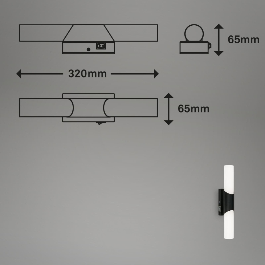 Briloner 2111-015 - Spejlbelysning til badeværelset LED/6,5W/230V 32 cm sort