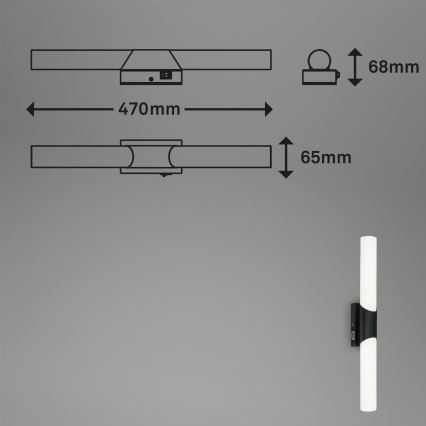 Briloner 2111-115 - LED-spejlbelysning til badeværelset LED/11W/230V IP44 47 cm sort