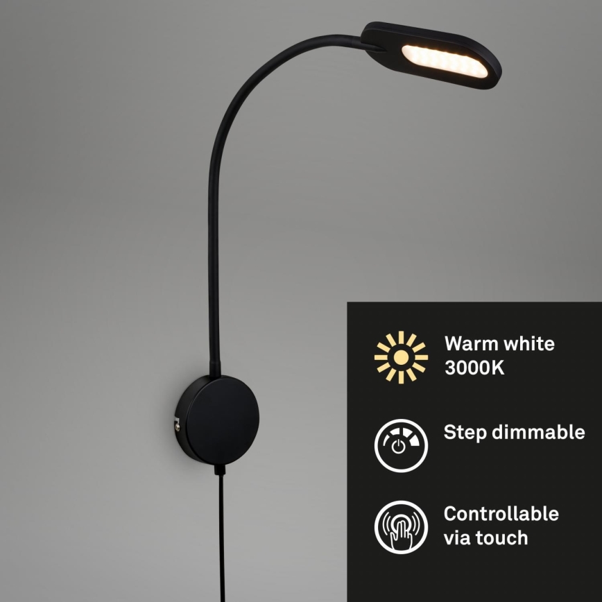 Briloner 2177015 - LED Dæmpbar flexible wall lampe LED/6W/230V sort