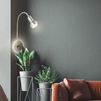 Briloner 2178012 - LED Fleksibel væglampe 1xE14/10W/230V + LED/3W mat krom