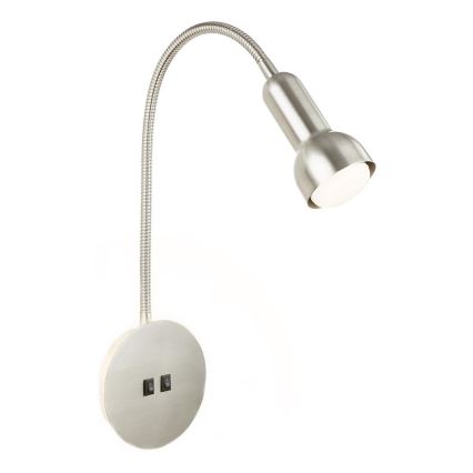 Briloner 2178012 - LED Fleksibel væglampe 1xE14/10W/230V + LED/3W mat krom