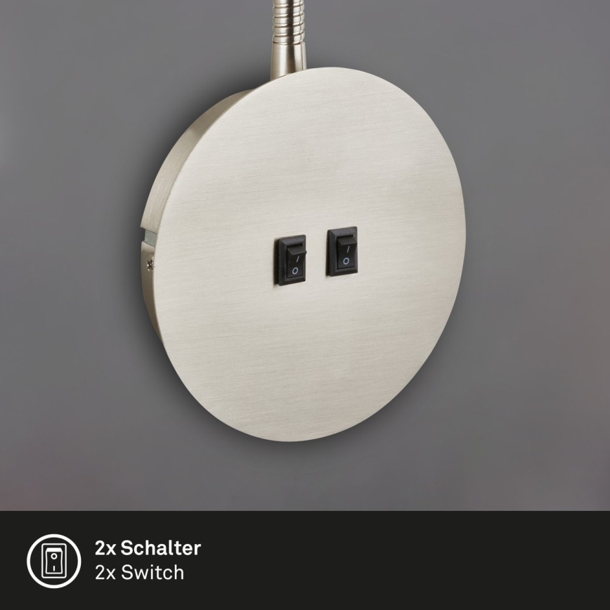 Briloner 2178012 - LED Fleksibel væglampe 1xE14/10W/230V + LED/3W mat krom