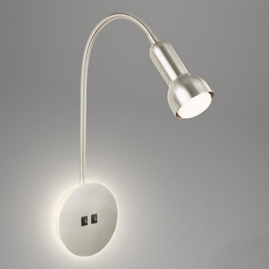 Briloner 2178012 - LED Fleksibel væglampe 1xE14/10W/230V + LED/3W mat krom