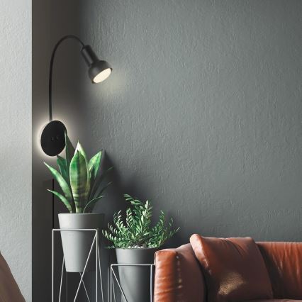 Briloner 2178015 - Fleksibel LED væglampe 1xE14/10W/230V + LED/3W sort