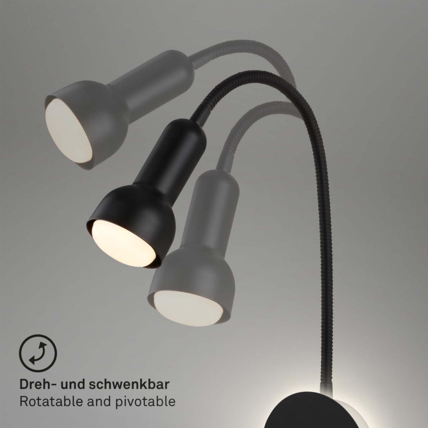 Briloner 2178015 - Fleksibel LED væglampe 1xE14/10W/230V + LED/3W sort