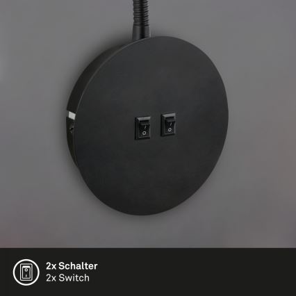 Briloner 2178015 - Fleksibel LED væglampe 1xE14/10W/230V + LED/3W sort